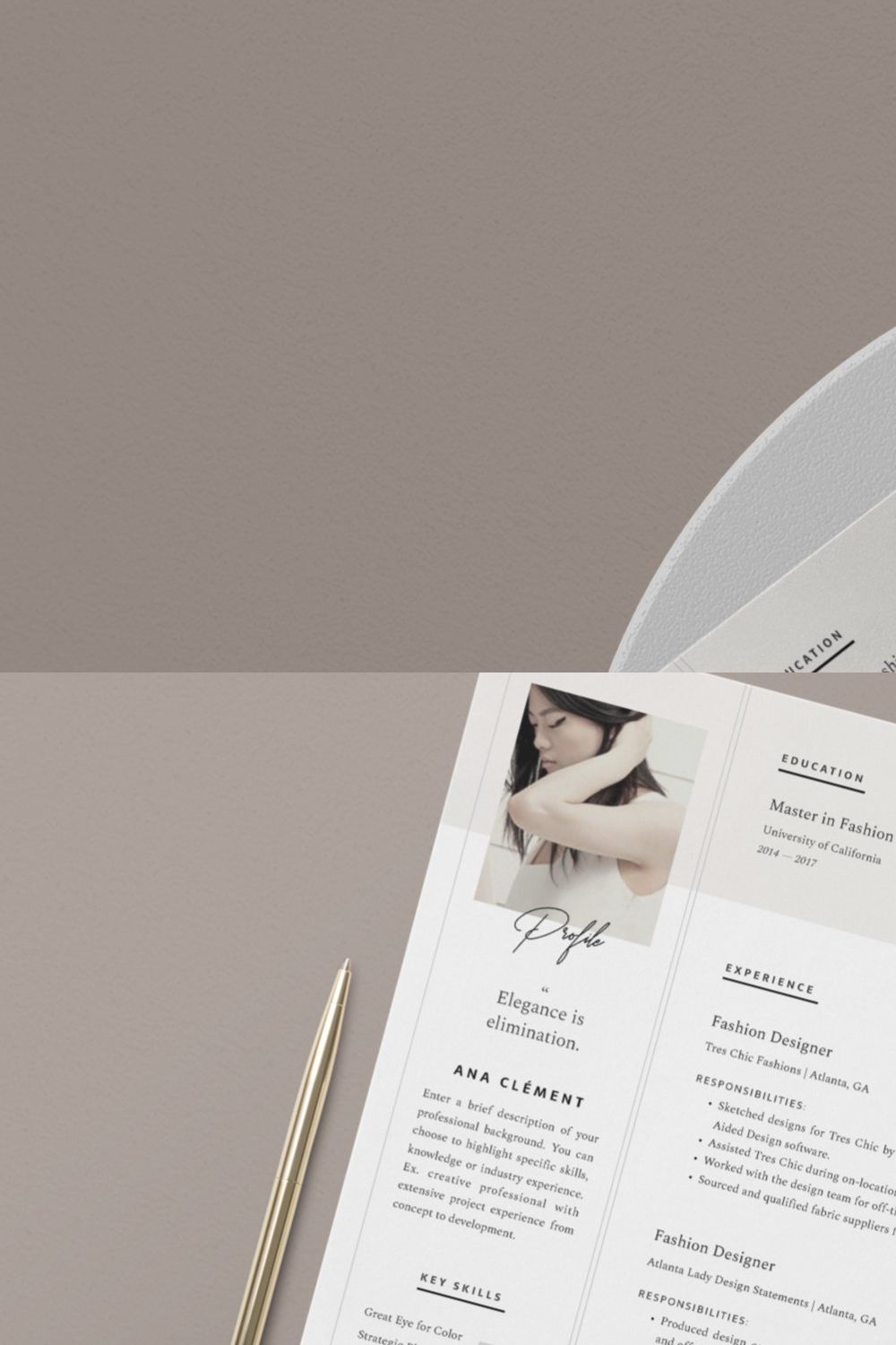 Elegant Resume Template • Ana pinterest preview image.