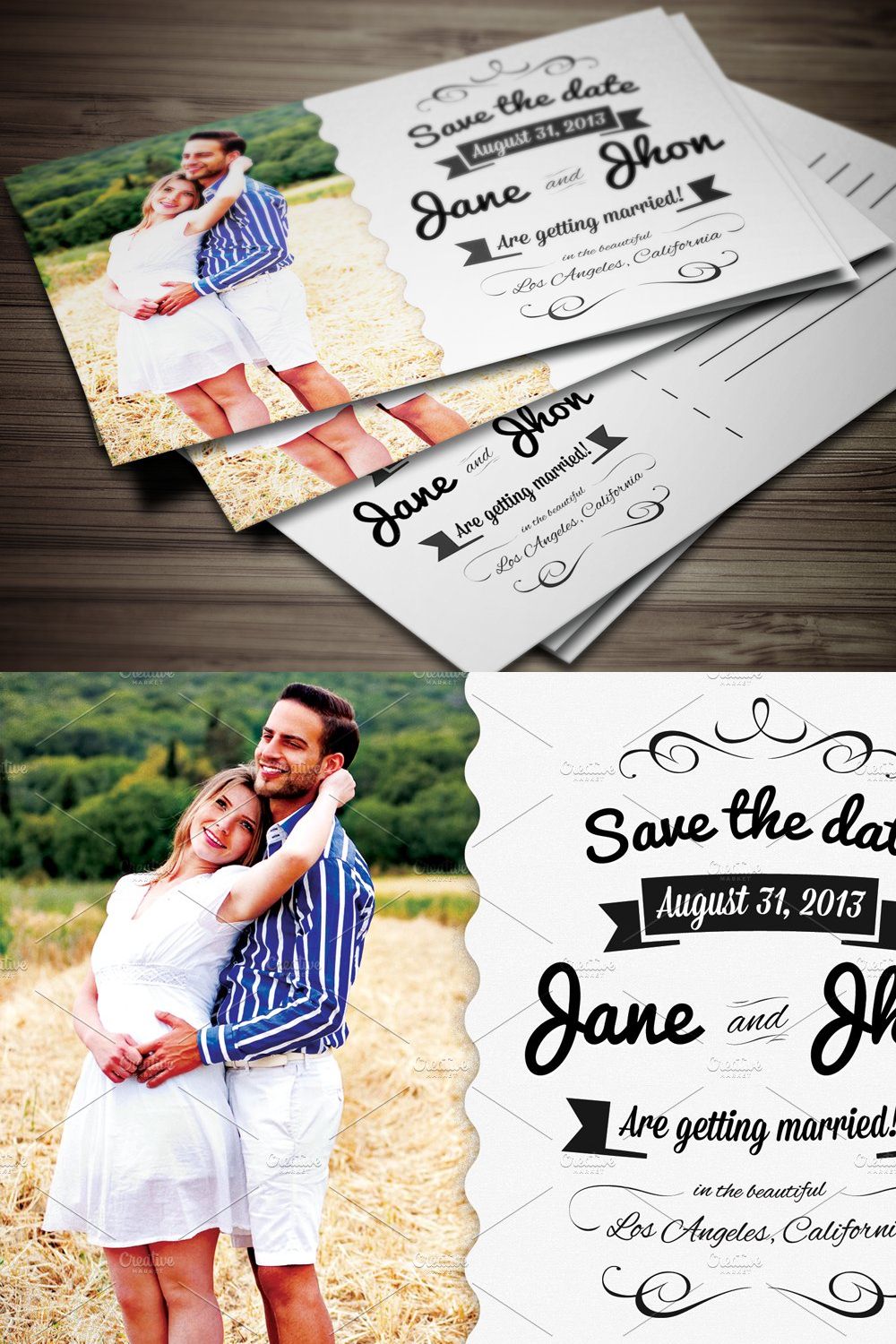 Elegant Wedding Invitation Postcard pinterest preview image.