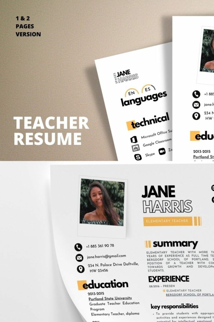 Elementary Teacher Resume Template Masterbundles 5489