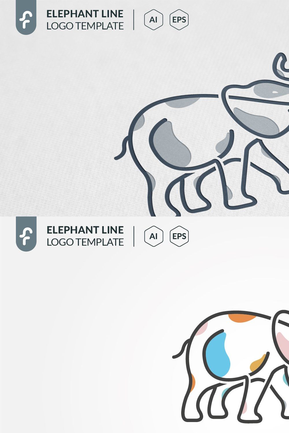 Elephant Line Logo pinterest preview image.