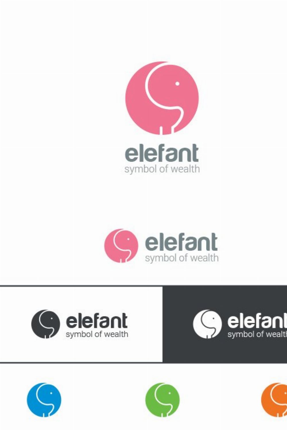 Elephant logo circle design pinterest preview image.