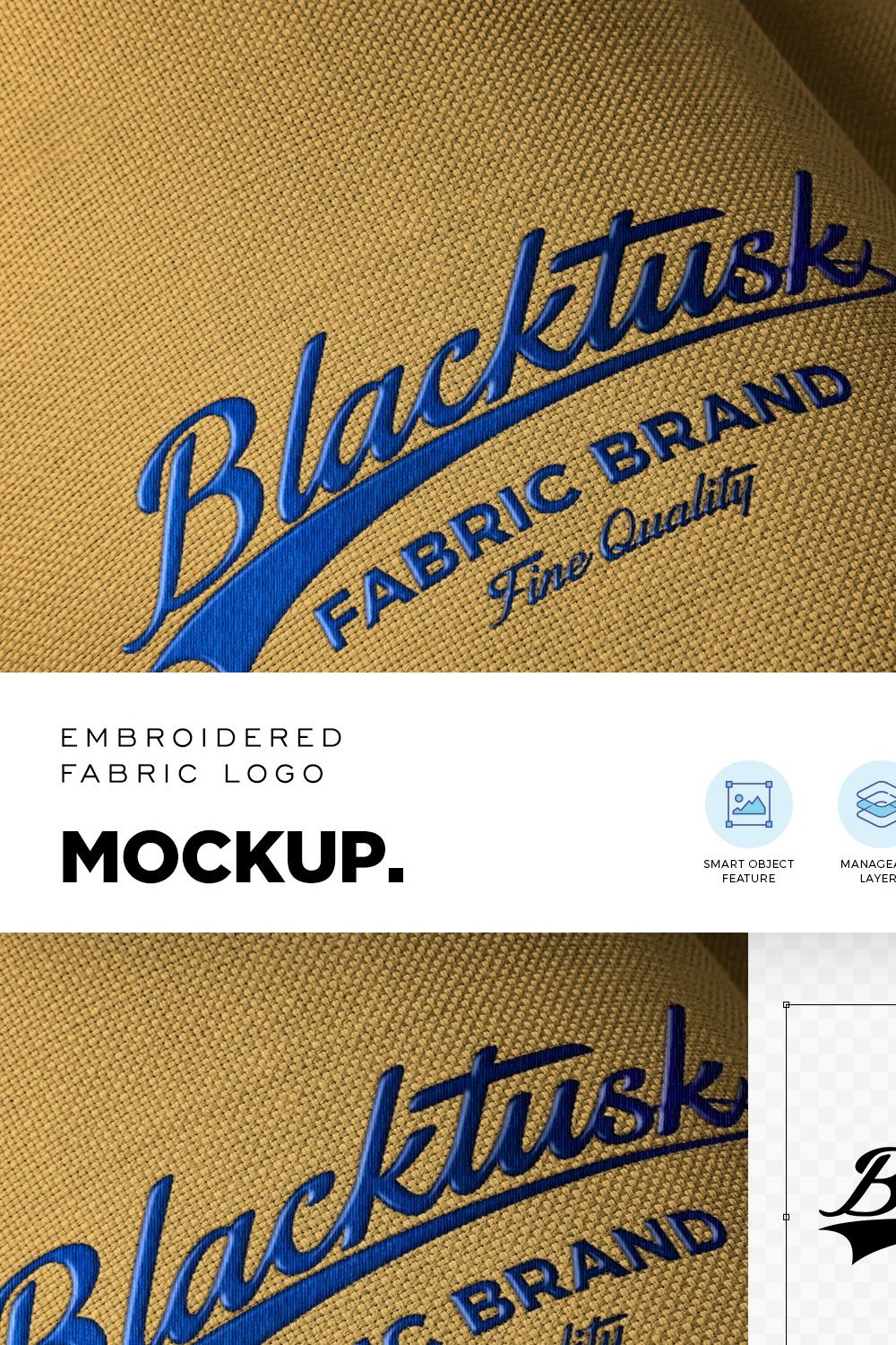 Embroidered Fabric Logo Mockup pinterest preview image.
