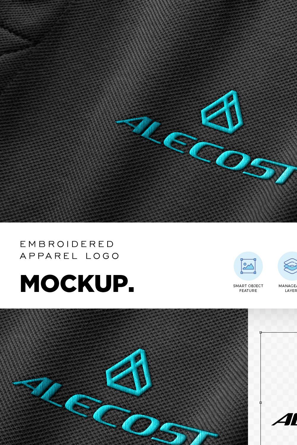 Embroidered Logo Tshirt Mockup pinterest preview image.