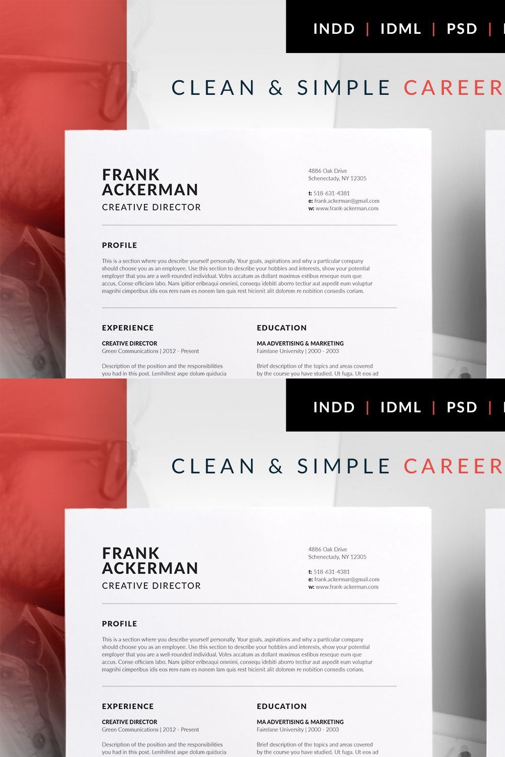 Essential Resume - Frank pinterest preview image.