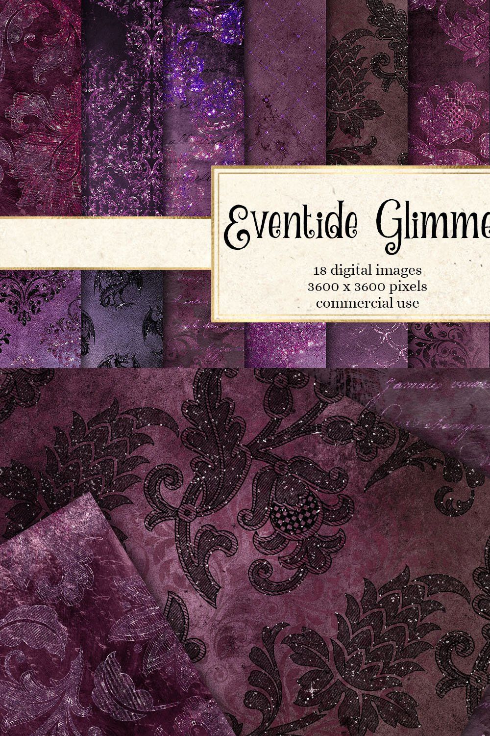 Eventide Glimmer Digital Paper pinterest preview image.