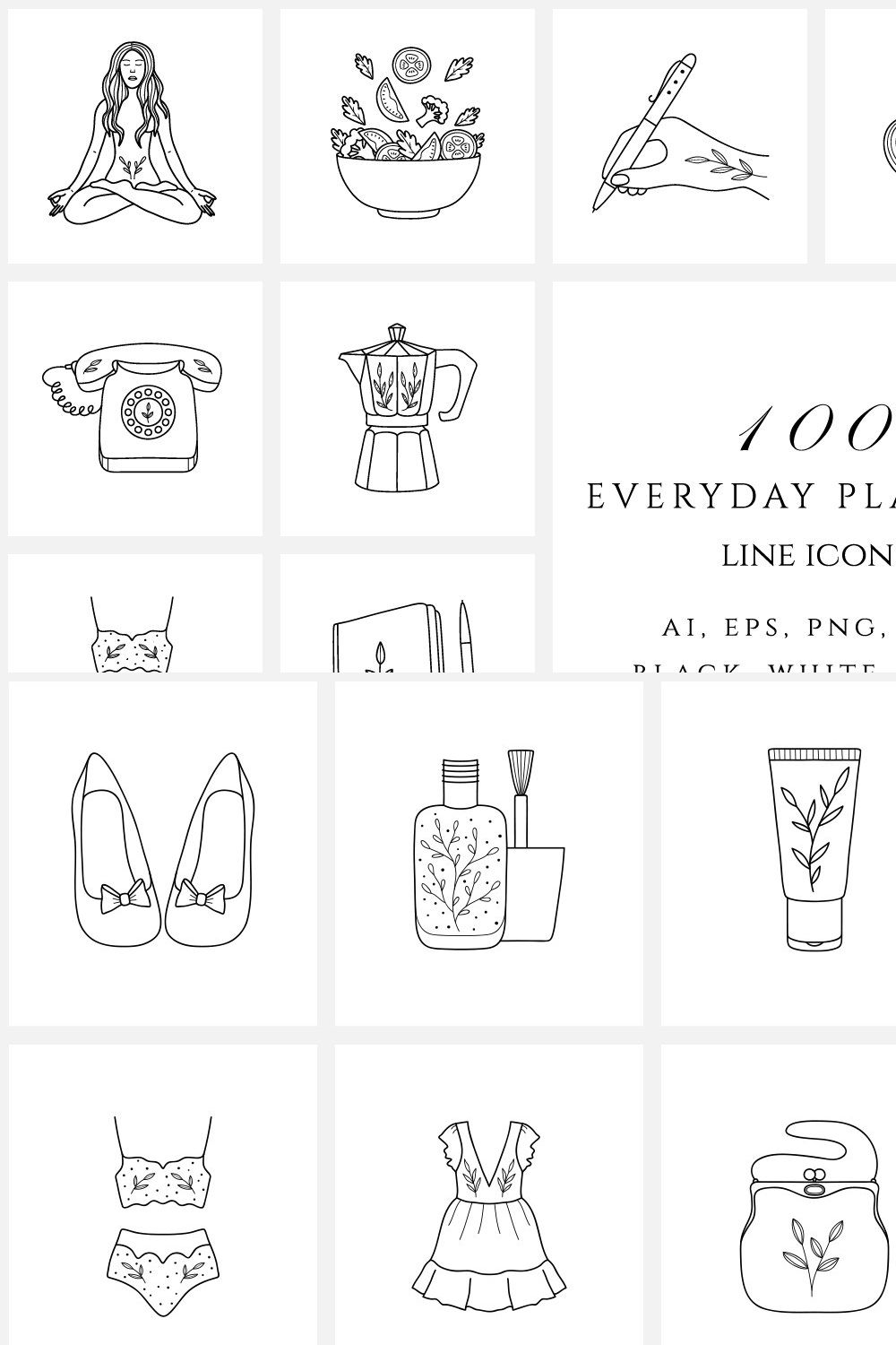 Everyday Planner Line Icon Set pinterest preview image.