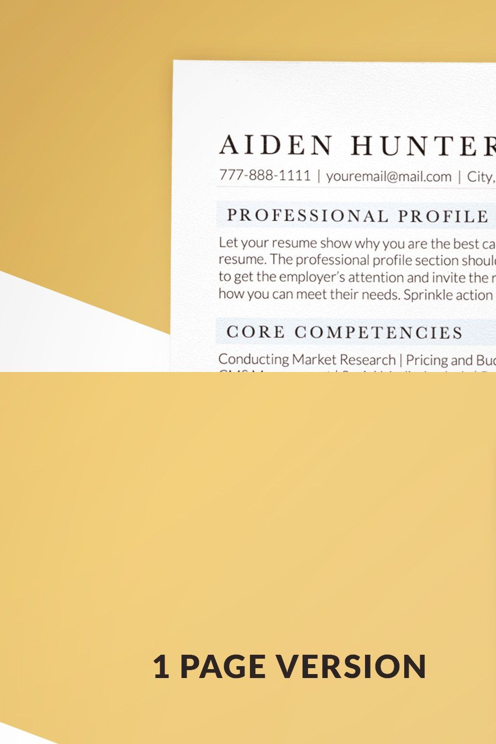 Executive CV Template Word & Pages pinterest preview image.