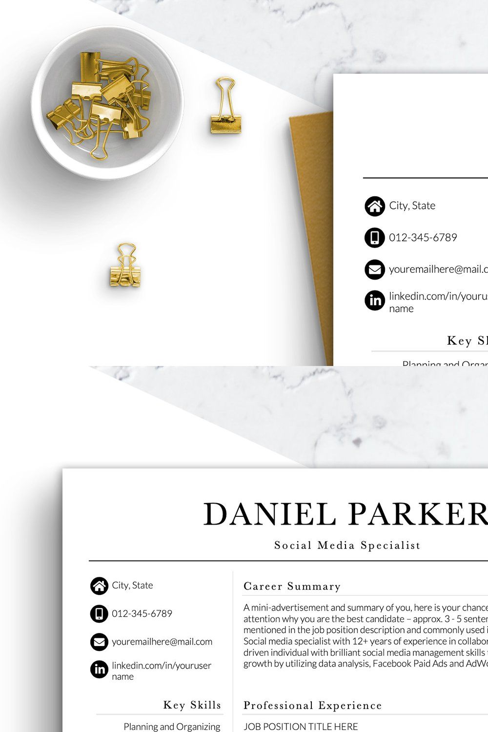 Executive CV/Resume Template Word pinterest preview image.