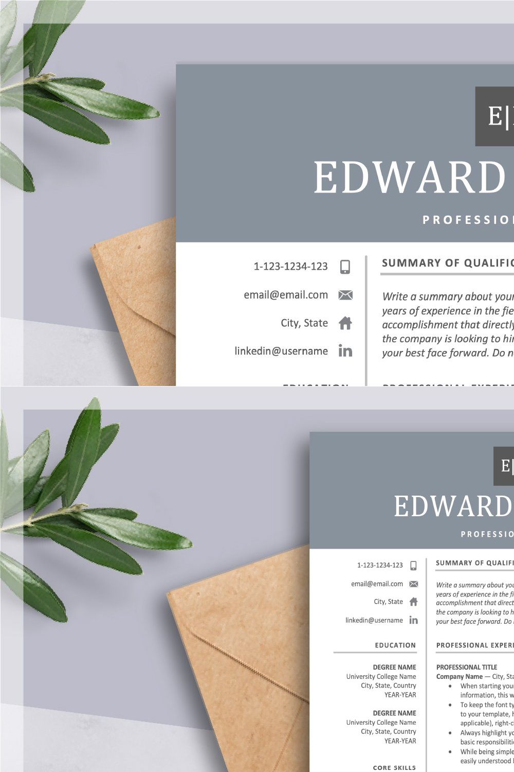 Executive Resume | Cover Letter | CV pinterest preview image.