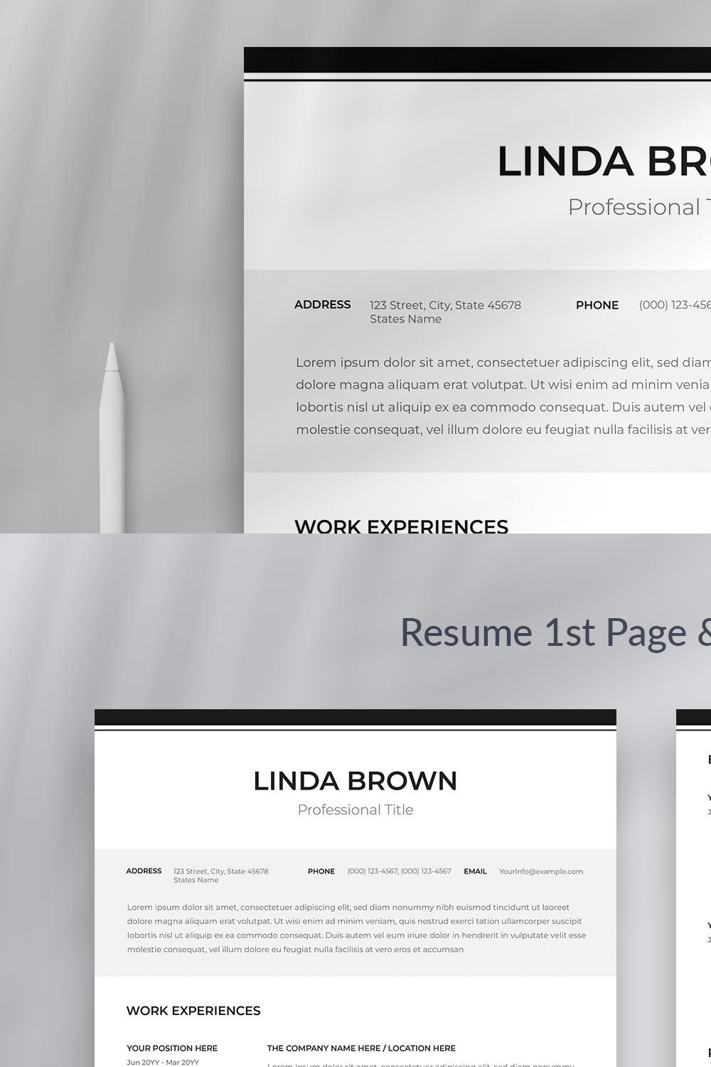 Executive Resume Template / CV pinterest preview image.