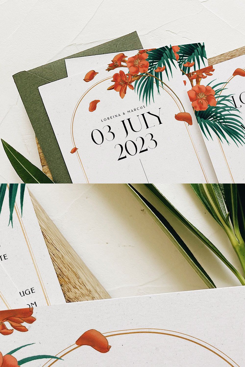 Fancy Tropical Wedding Suite pinterest preview image.