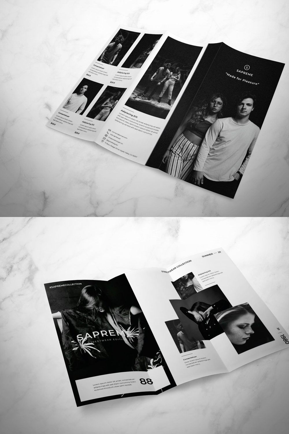 Fashion Trifold Brochure pinterest preview image.