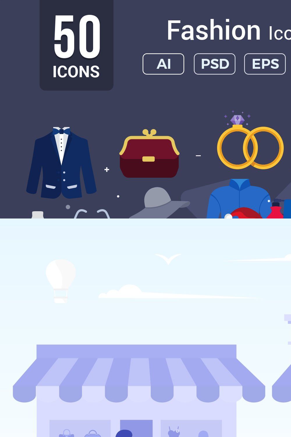 Fashion Vector Icons V2 pinterest preview image.