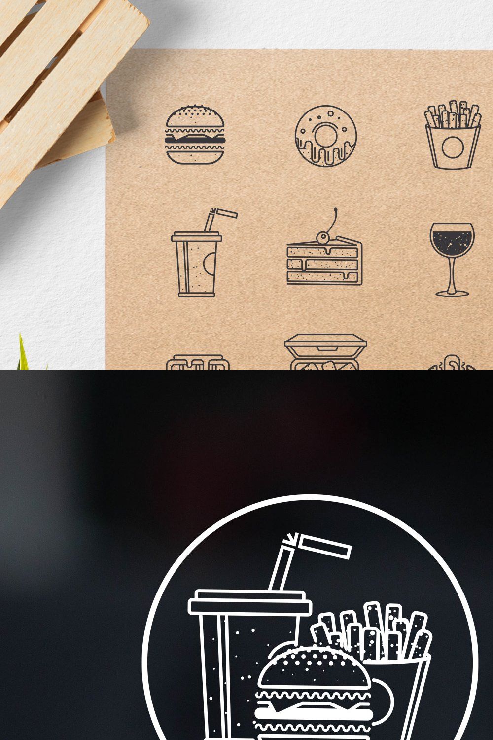Fast food icons & logos pinterest preview image.