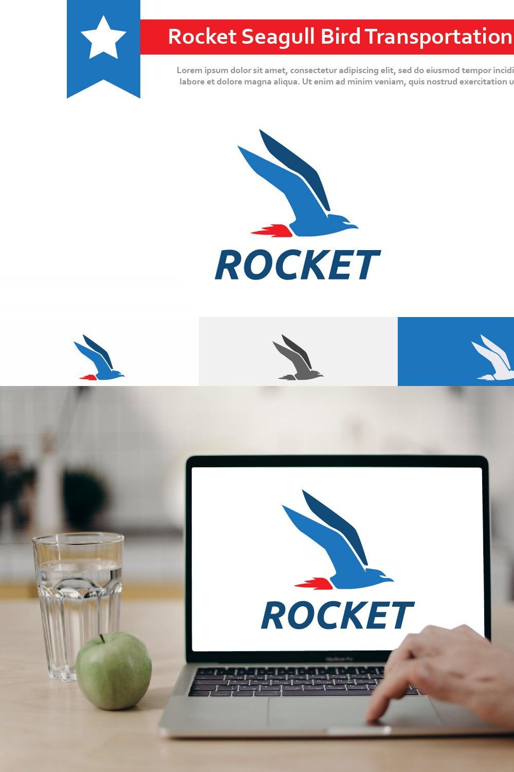 Fast Quick Rocket Seagull Bird Logo pinterest preview image.