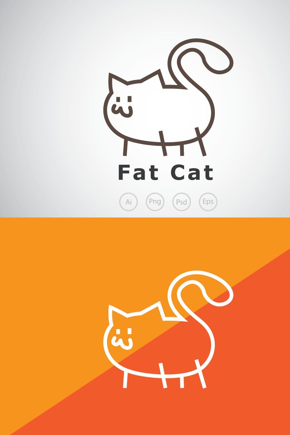 Fat Cat Logo Template pinterest preview image.