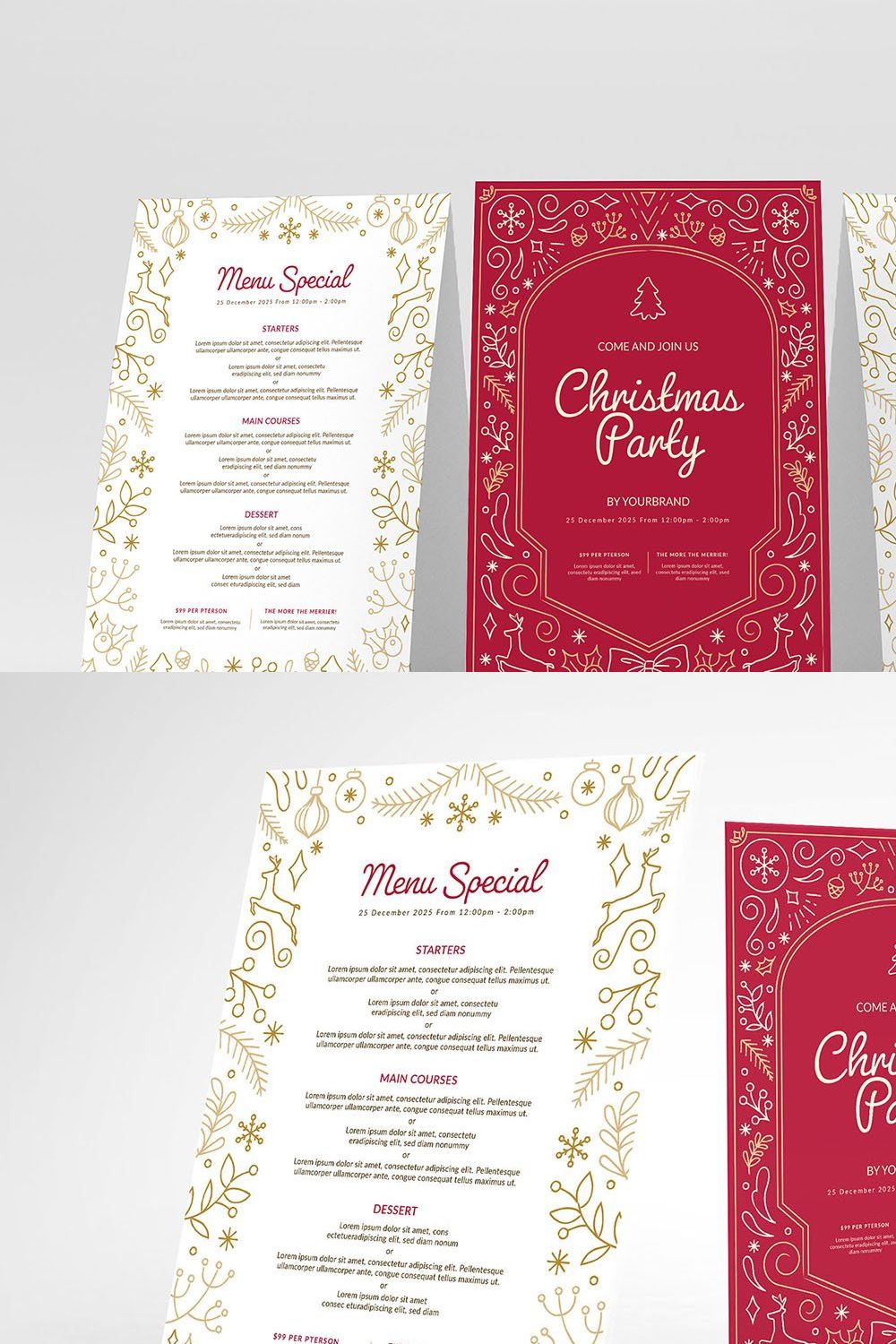 Festive Christmas Menu Flyers pinterest preview image.