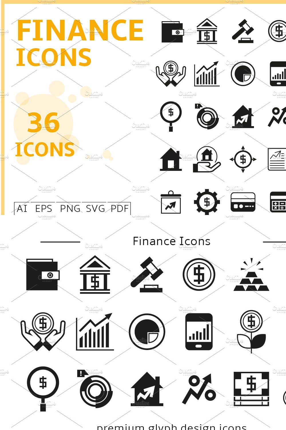 Finance and Investment Icons Set pinterest preview image.