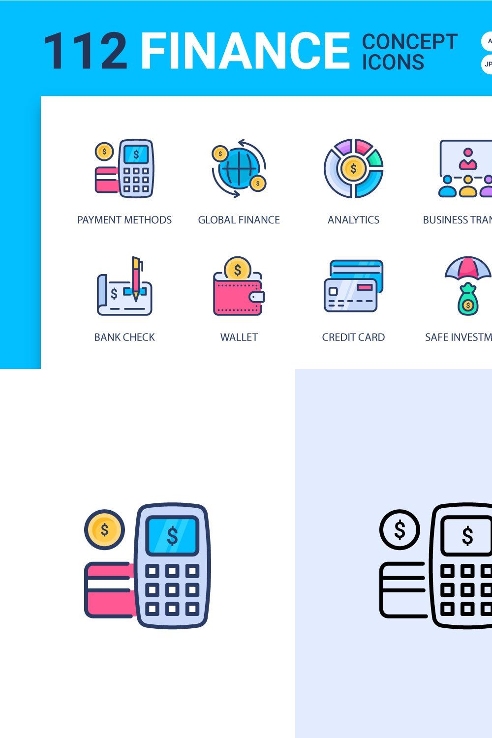 FINANCE CONCEPT ICONS pinterest preview image.