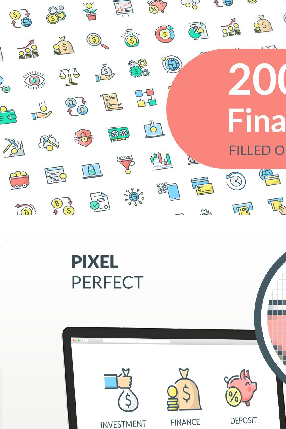 Finance Icons pinterest preview image.