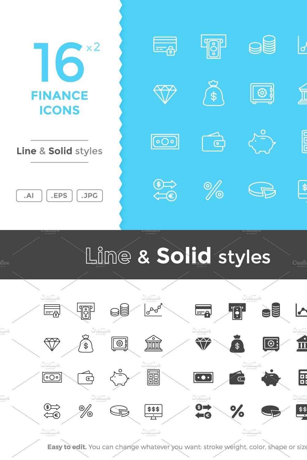 Finance Icons pinterest preview image.