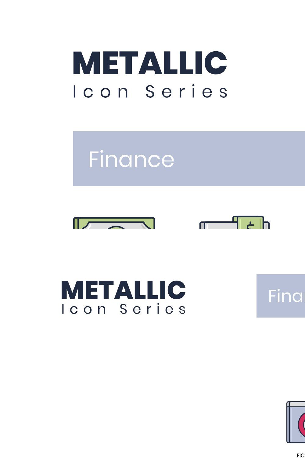 Finance Icons "Price -- 50% off" pinterest preview image.
