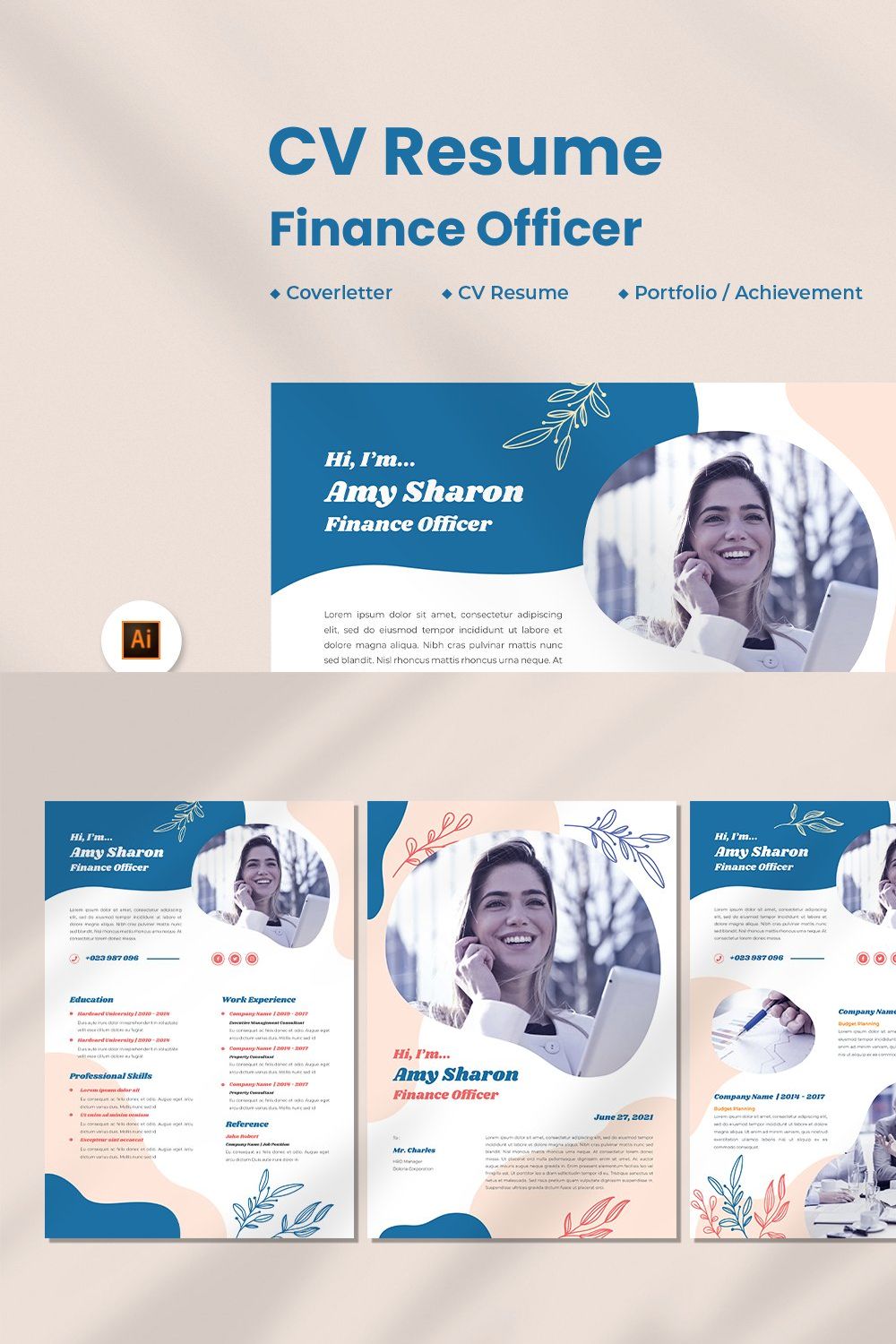 Finance Officer CV Resume pinterest preview image.