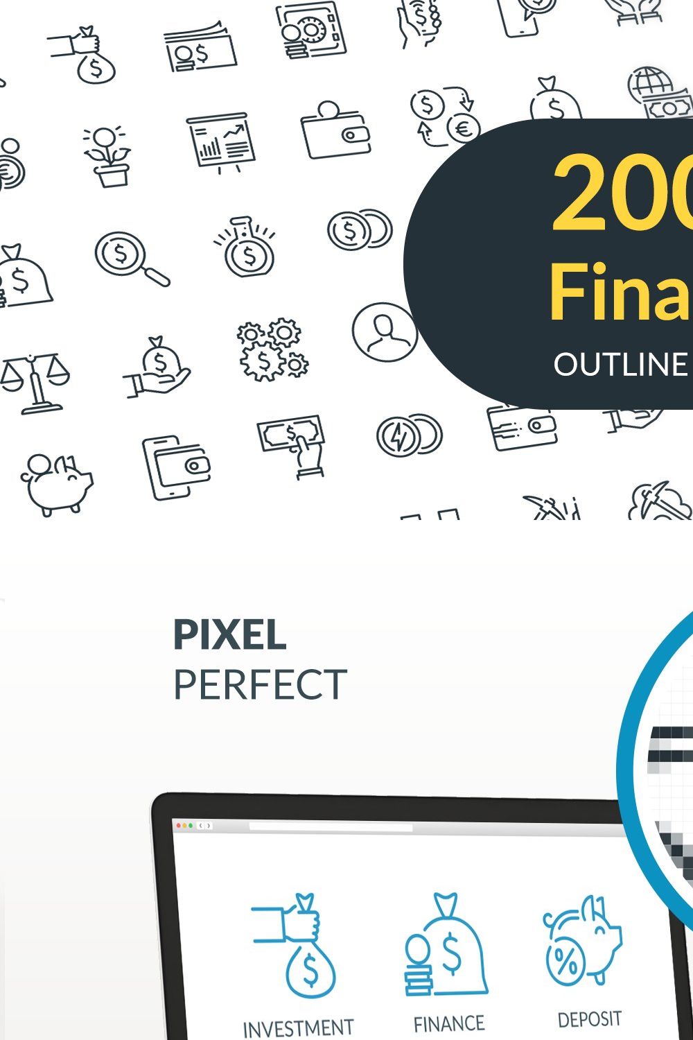 Finance Outline Icons pinterest preview image.