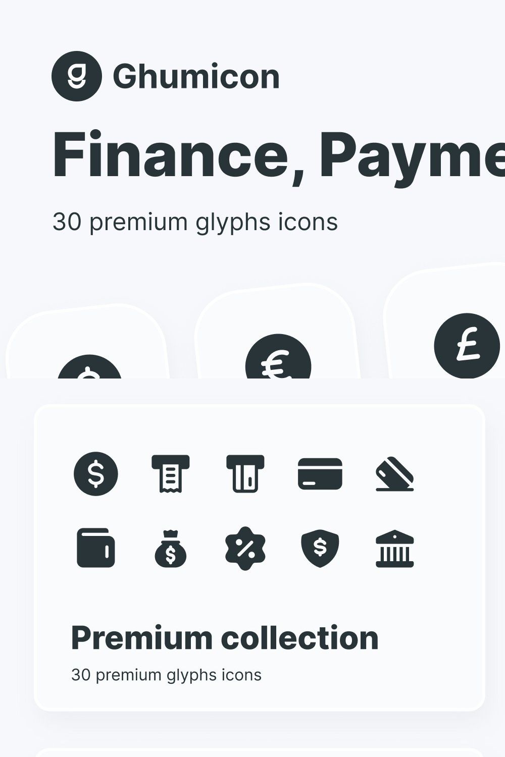 Finance, Payment Glyphs Icon pinterest preview image.