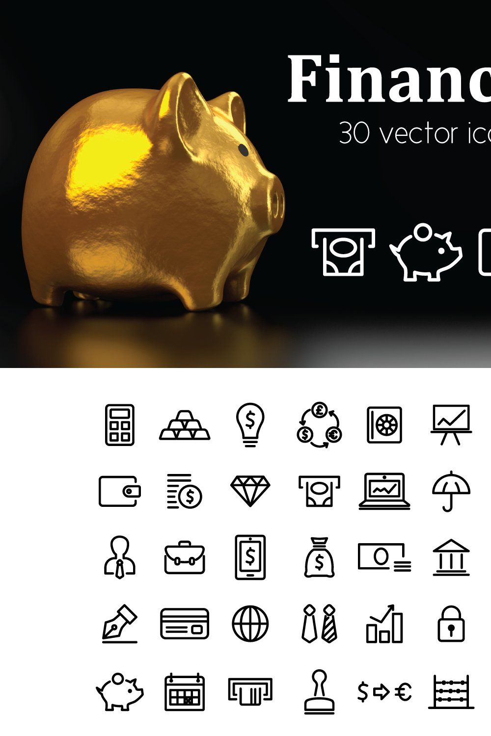 FINANCE - vector line icons pinterest preview image.