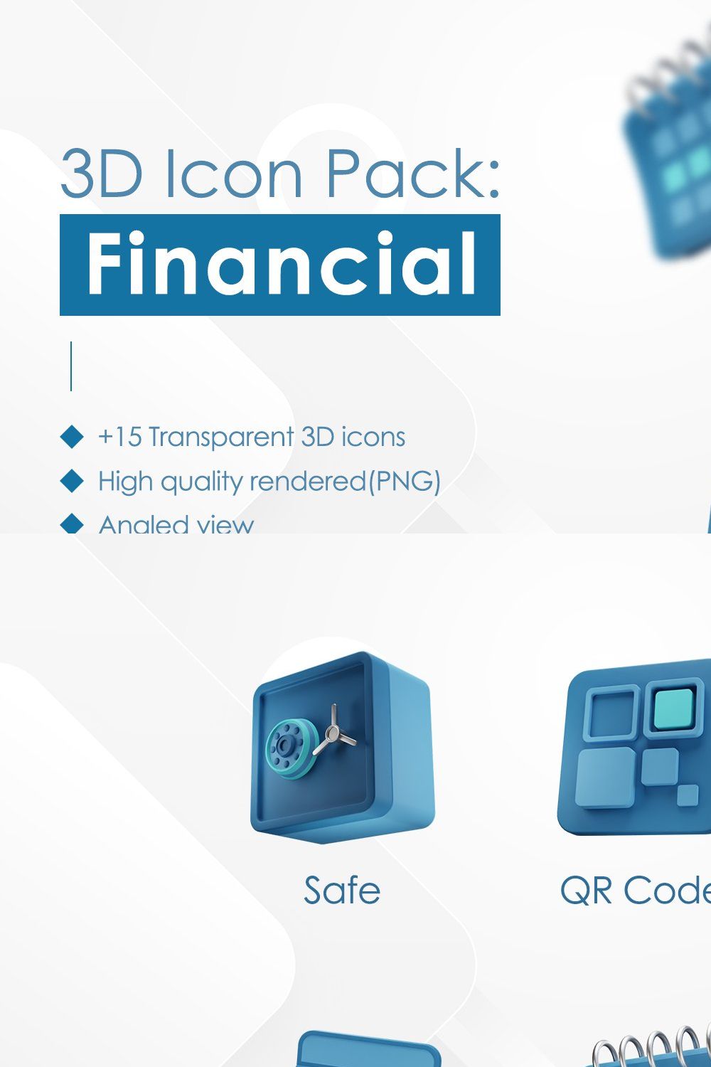 Financial 3D Icon Pack pinterest preview image.