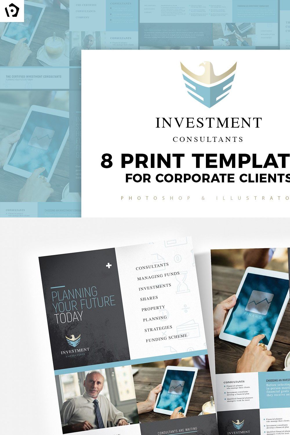 Financial Templates Pack pinterest preview image.