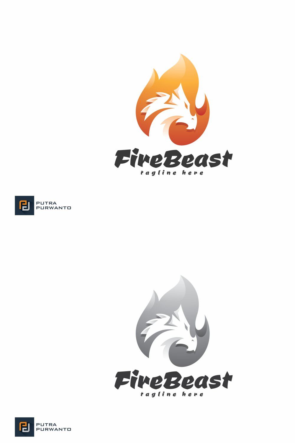 Fire Beast - Logo Template pinterest preview image.