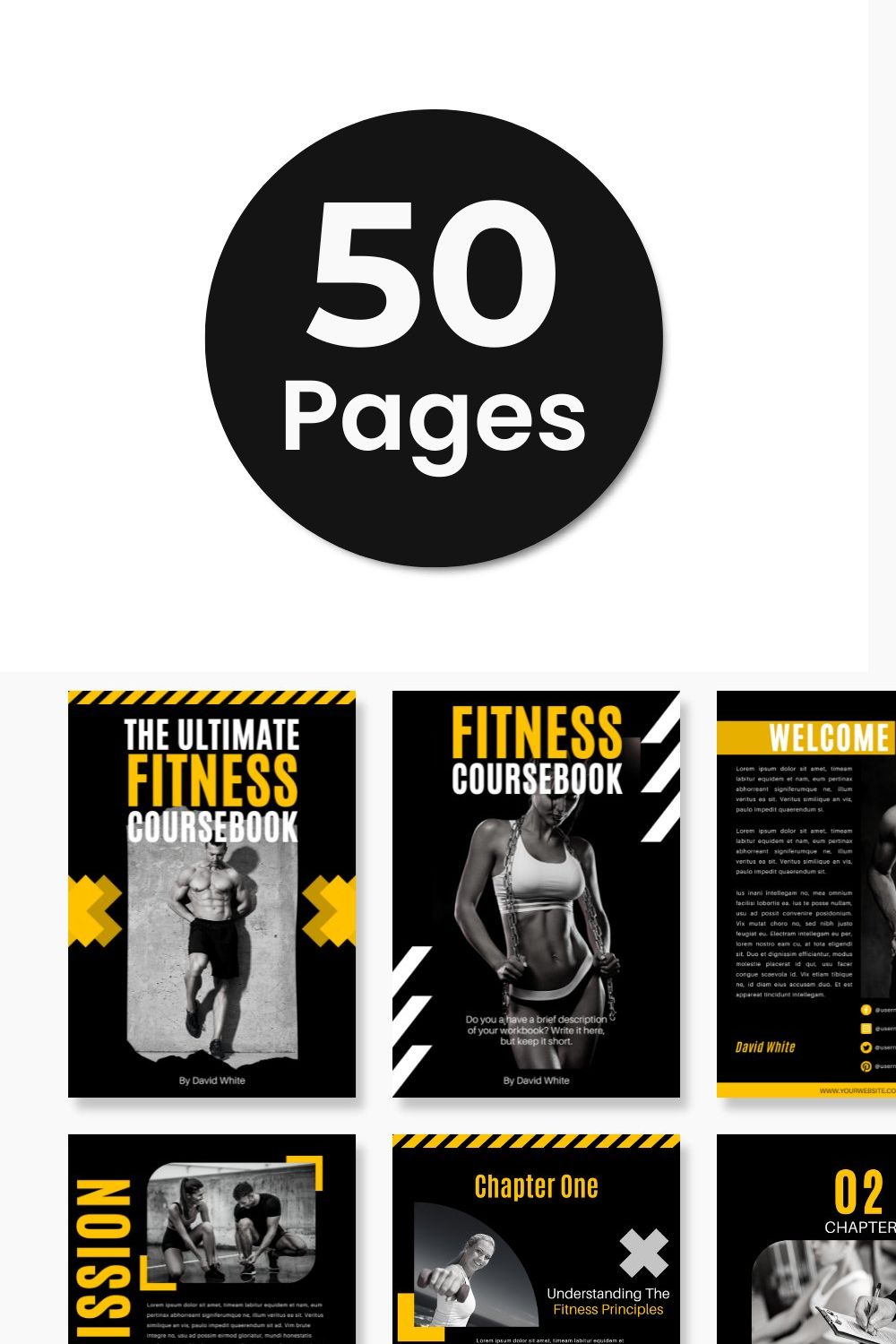 Fitness Course Ebook Template Canva pinterest preview image.