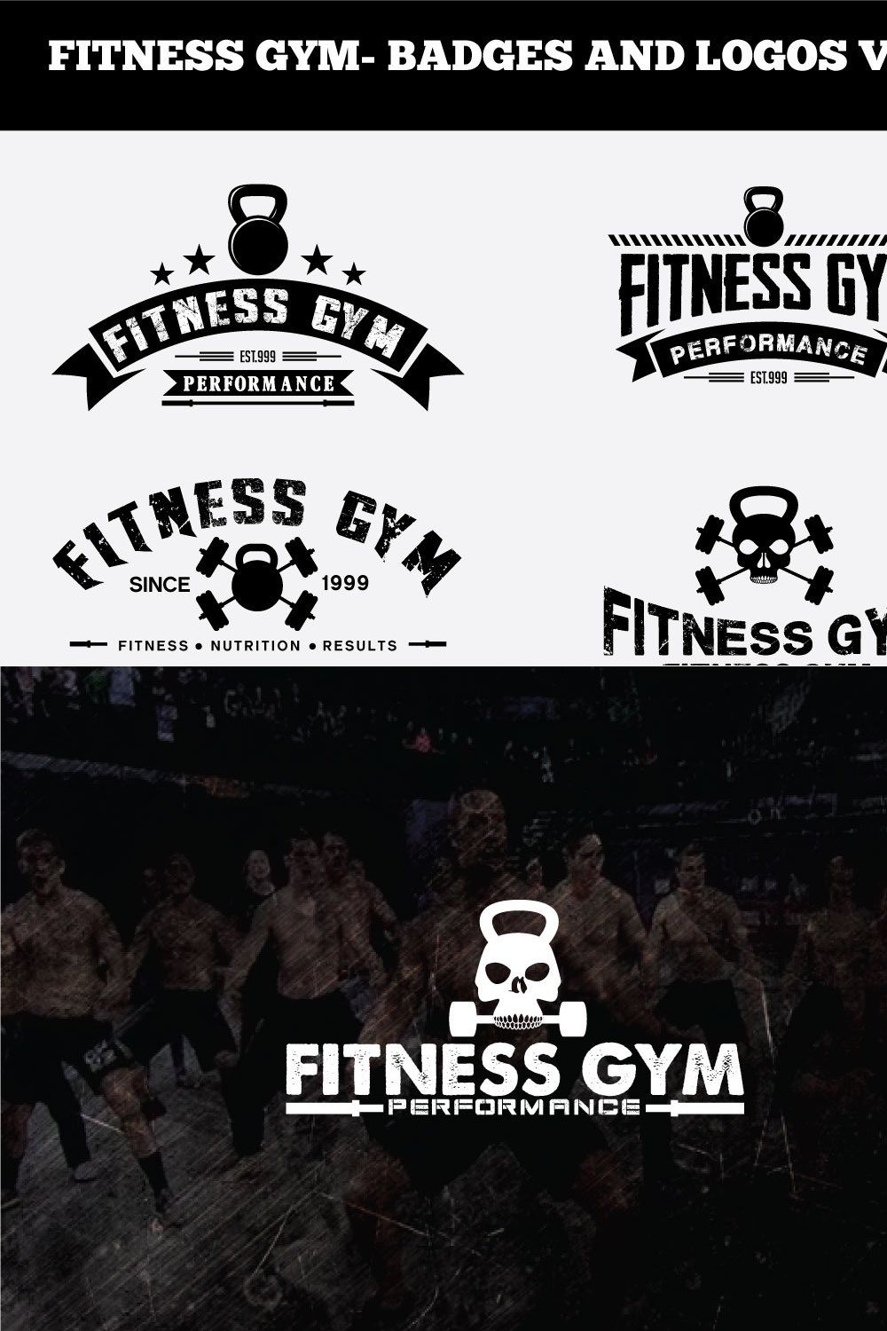 FITNESS GYM- BADGES AND LOGOS VOL 1 pinterest preview image.