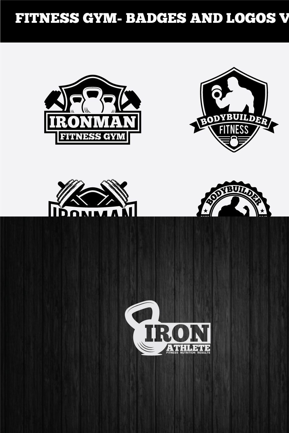 FITNESS GYM- BADGES AND LOGOS VOL 6 pinterest preview image.