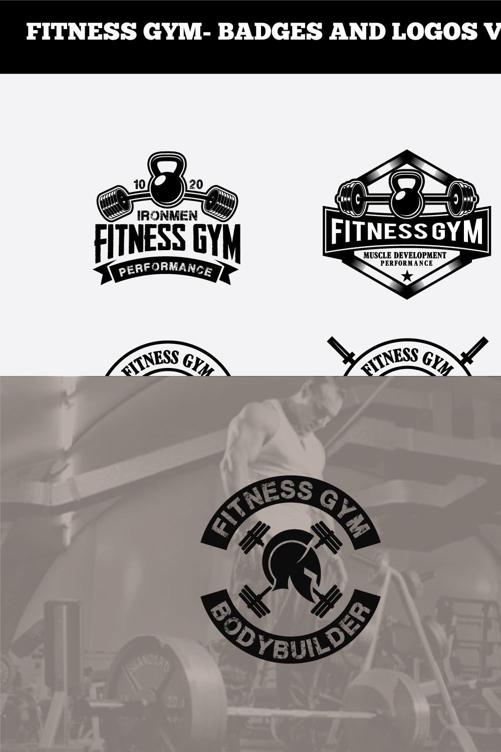 FITNESS GYM- BADGES AND LOGOS VOL 7 pinterest preview image.