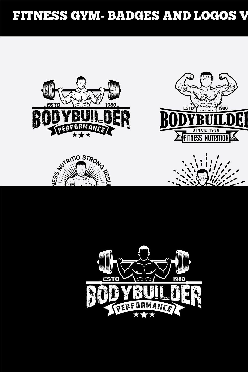 FITNESS GYM- BADGES AND LOGOS VOL3 pinterest preview image.