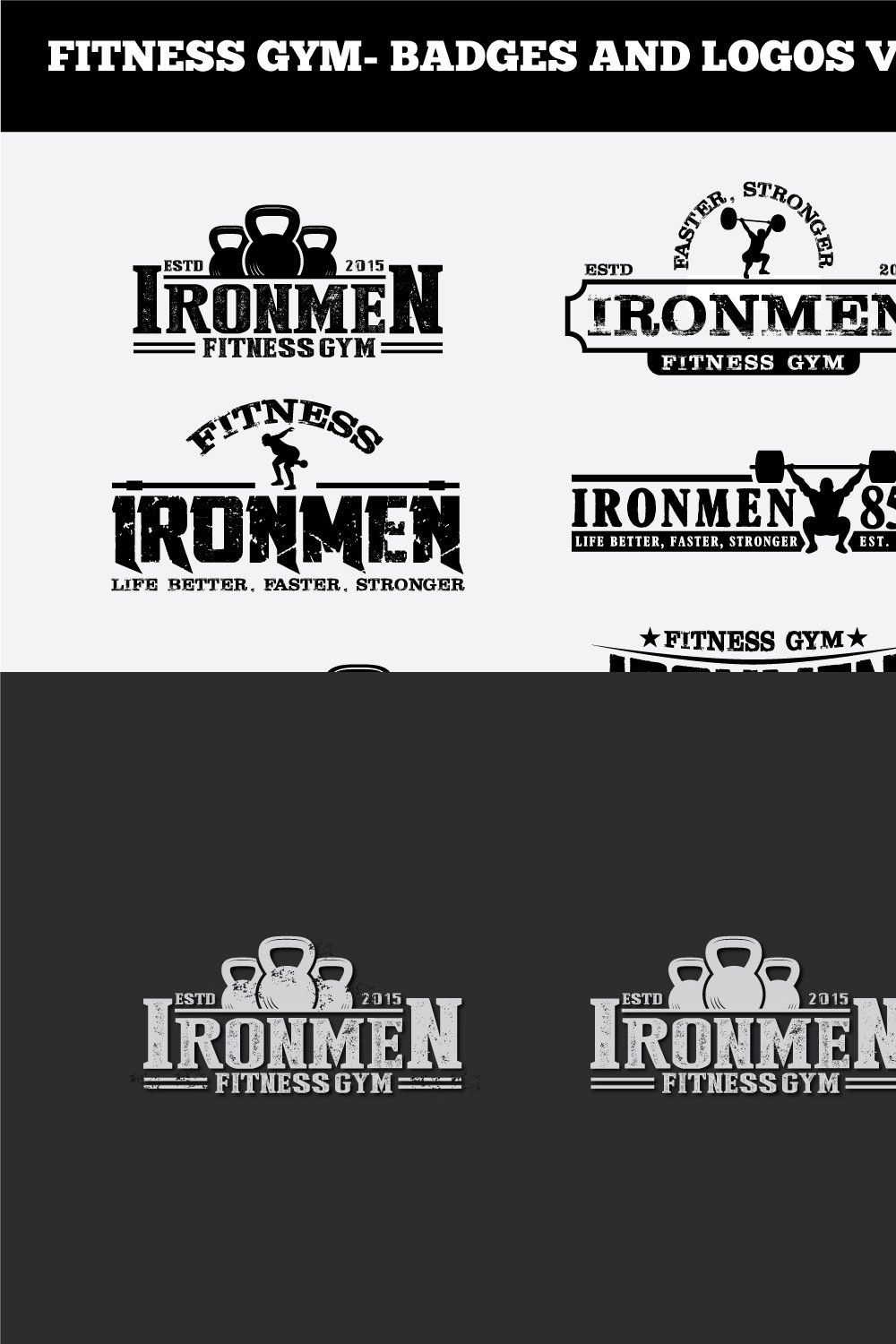 FITNESS GYM- BADGES AND LOGOS VOL4 pinterest preview image.