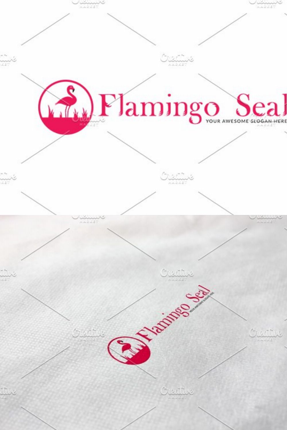 Flamingo Seal Logo Template pinterest preview image.