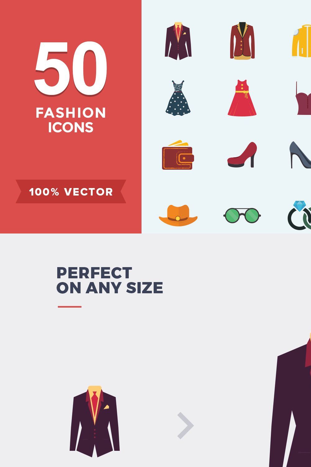 Flat Icons Fashion & Apparel pinterest preview image.