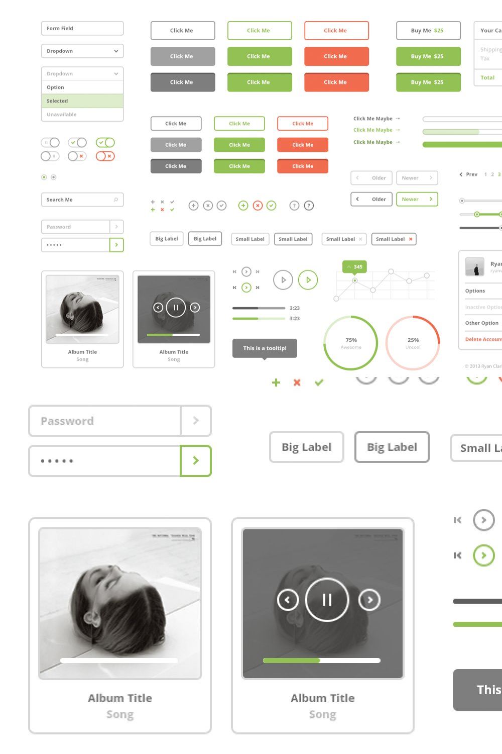 Flat Stroke UI Kit pinterest preview image.