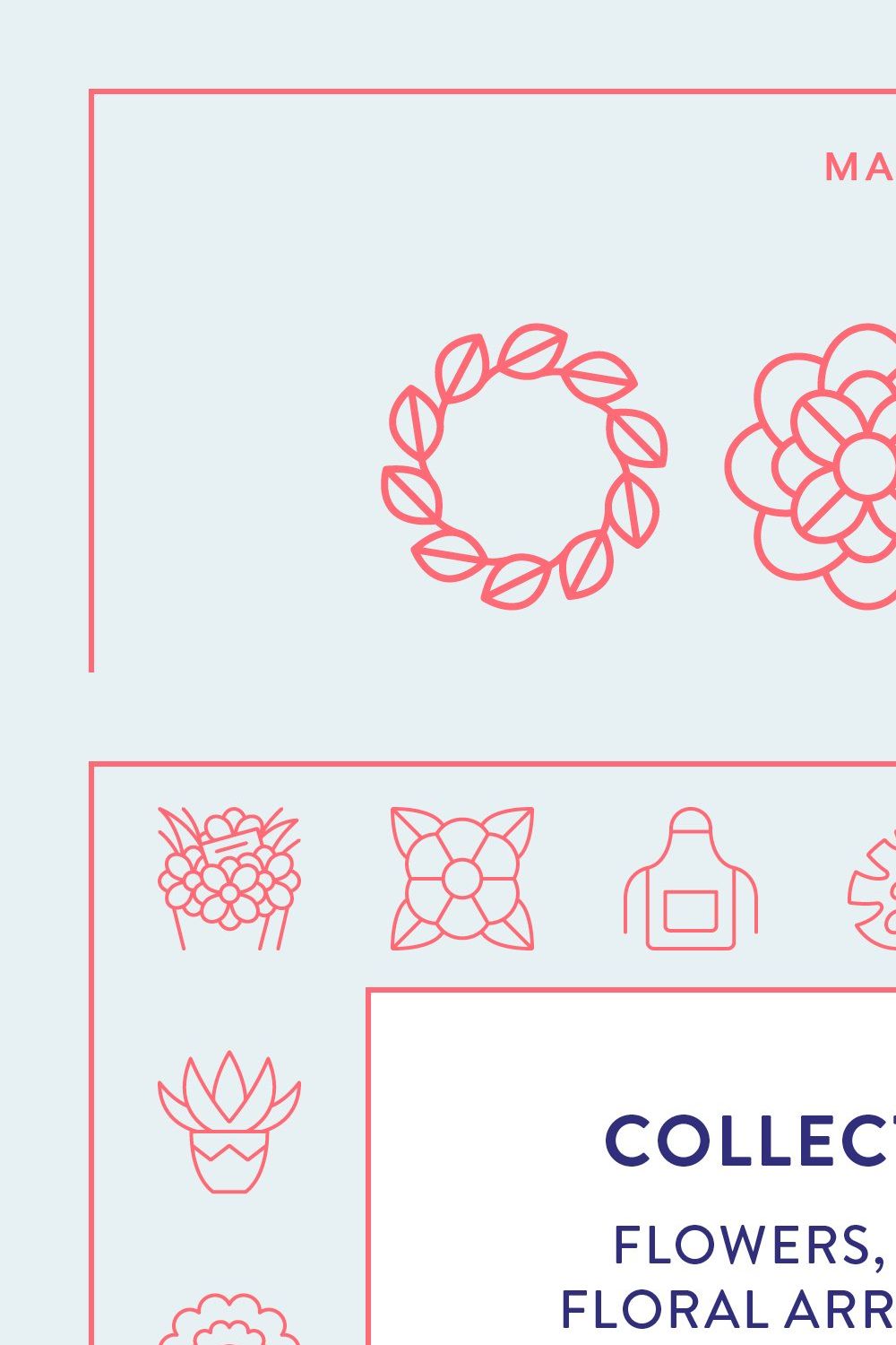Floral Line Icons pinterest preview image.