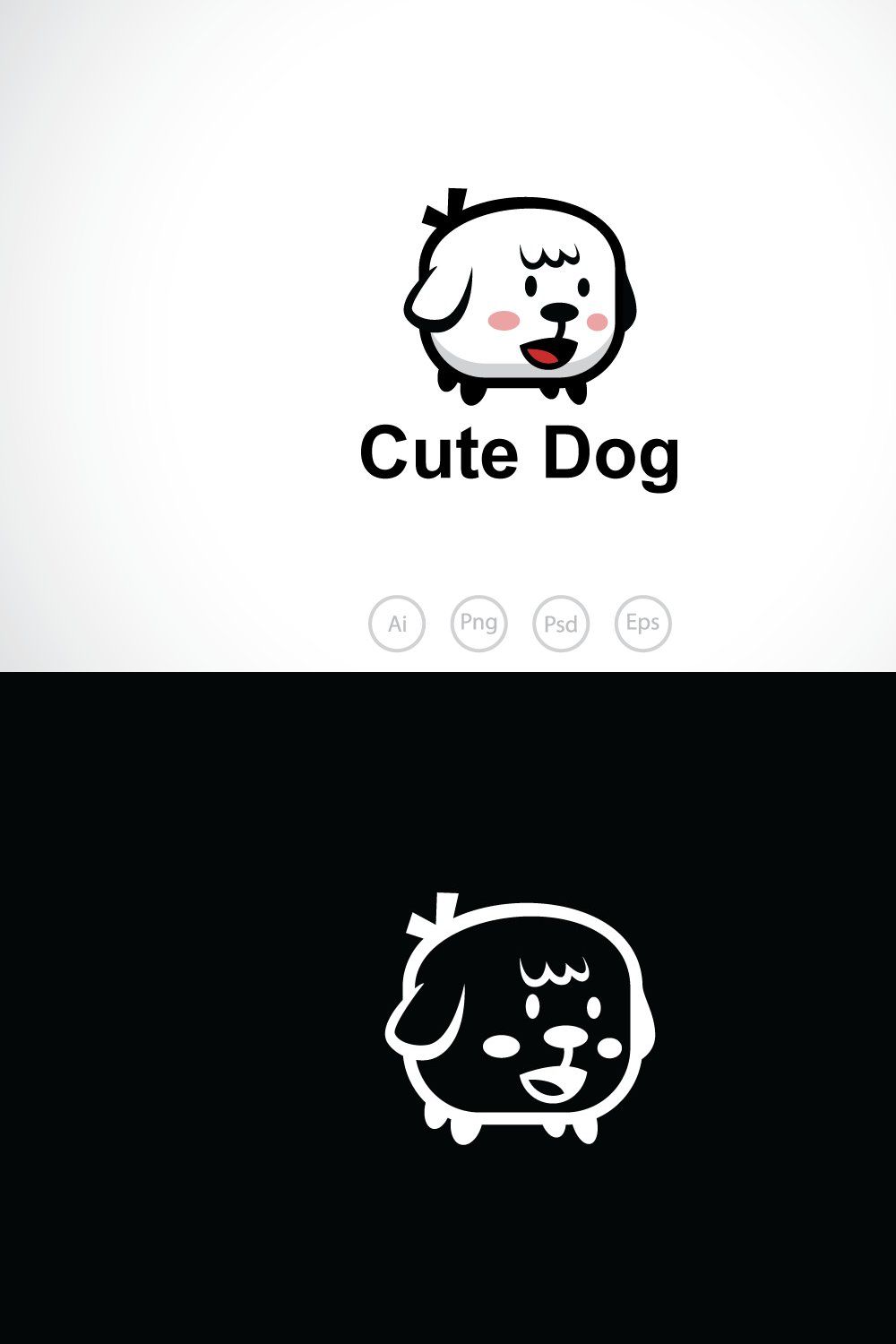 Fluffy Fat Dog Logo Template pinterest preview image.