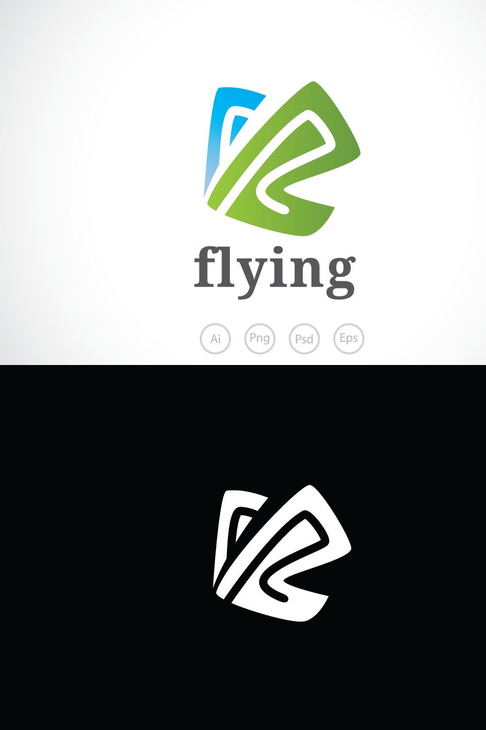 Flying Butterfly Logo Template pinterest preview image.