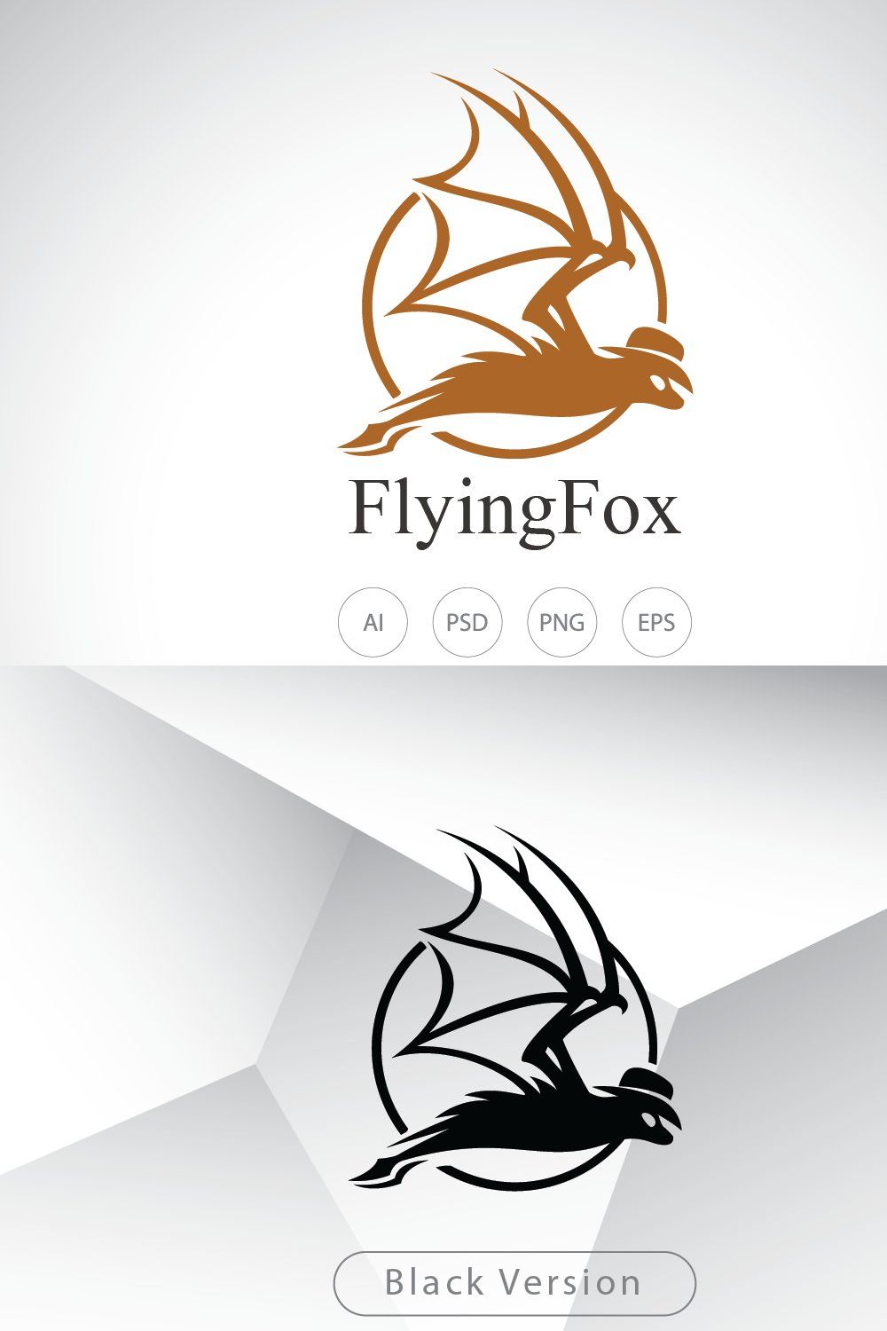 Flying Fox Logo Template pinterest preview image.