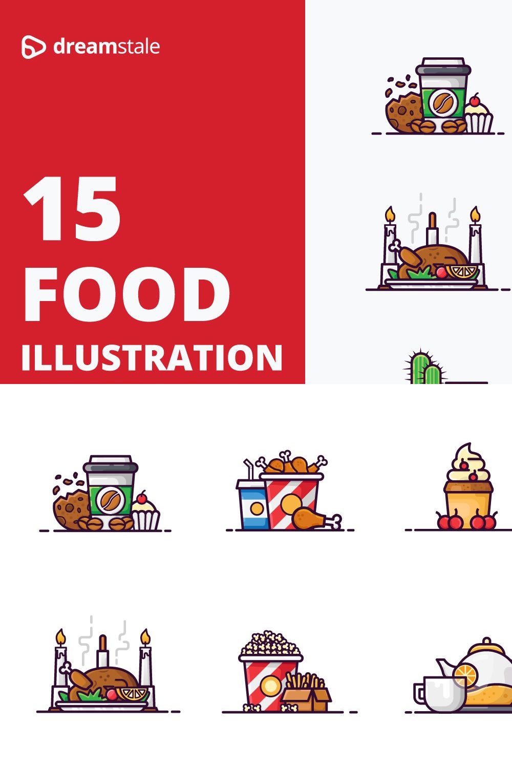 Food collection vector illustration pinterest preview image.