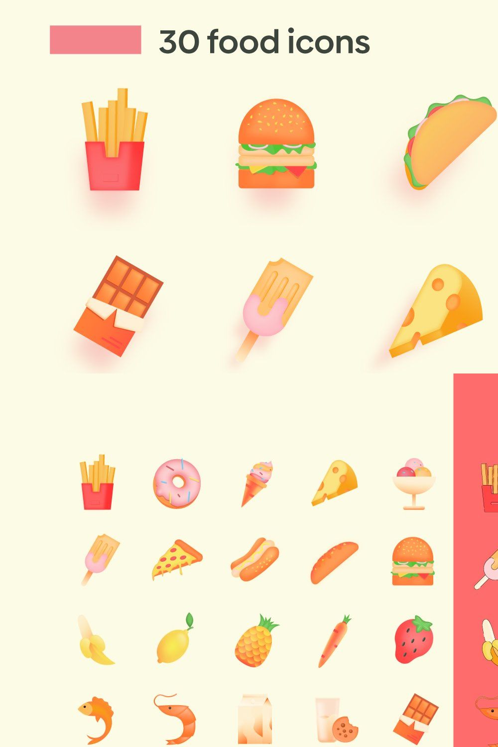 Food Icons pinterest preview image.