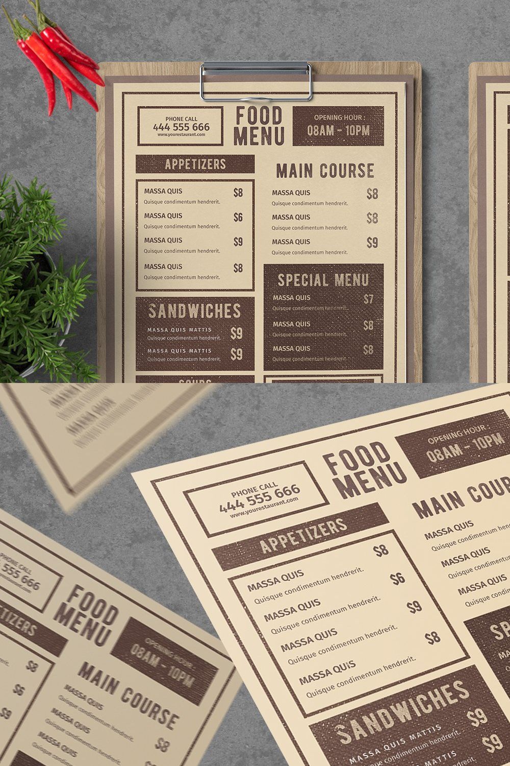 Food Menu pinterest preview image.