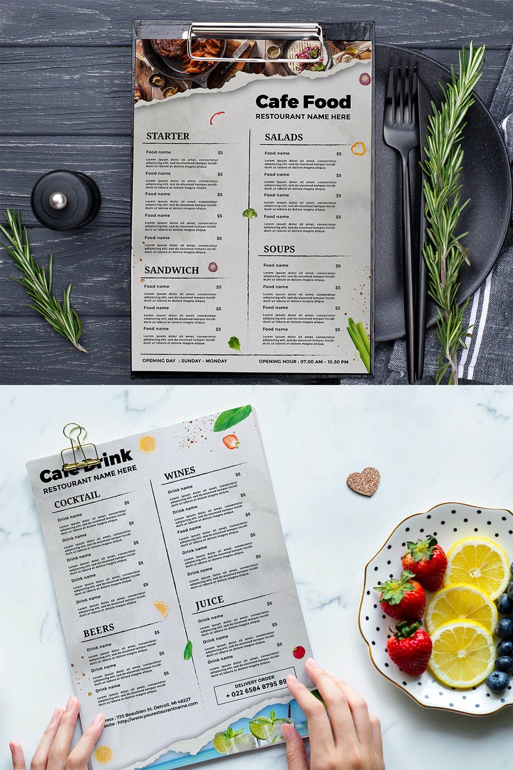 Food Menu - Double Side pinterest preview image.